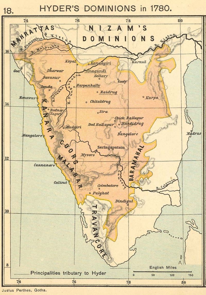 HyderAli Dominions in 1780